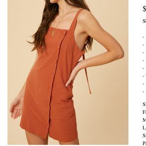 Linen Button Down Rust Overall Dress